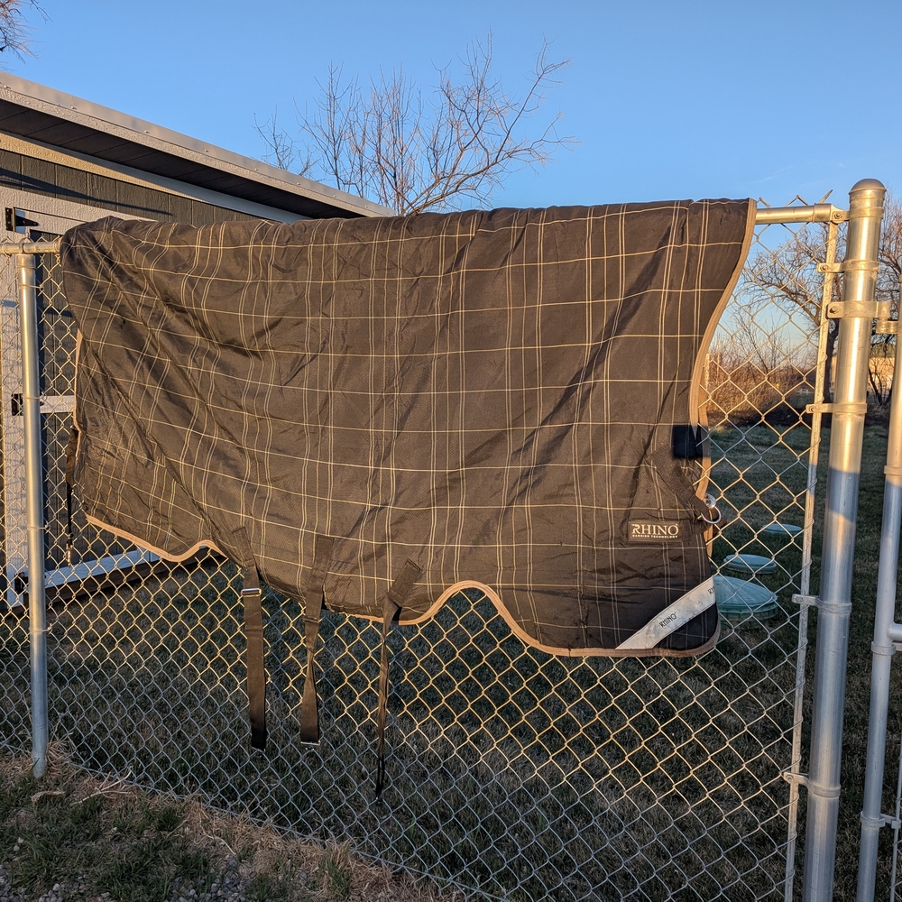 84" 250g Rhino Plaid Horse Turnout Blanket - Blue/Gray